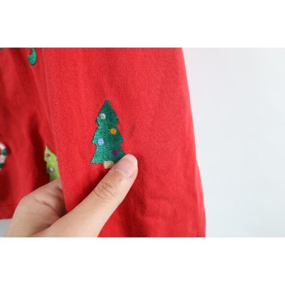 Vintage 90s Michael Simon Lite M Petite Christmas Reindeer Cardigan Sweater - Picture 6 of 9